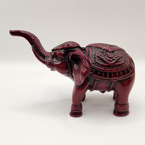 Other - Chinese Feng Shui Good Luck Elephant Trunk Up Red Black Resin Oriental
